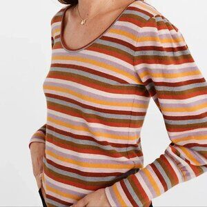 Madewell Colorful Striped Puff Sleeve Sweater